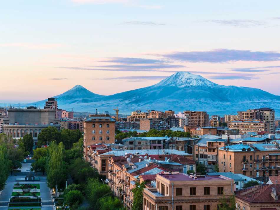 Looking over historic Yerevan toward Mount Ararat